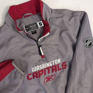 Vintage CCM Reebok Washington‎ Capitals NHL Windbreaker Grey Pullover Jacket M